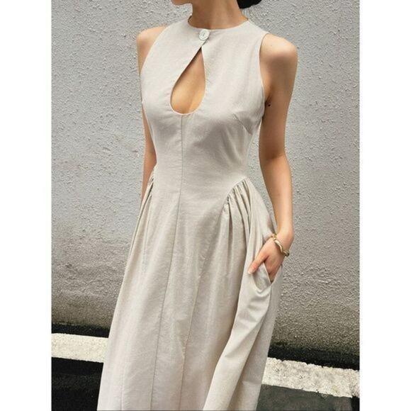Commense Dresses & Skirts - ⛔️‼️SOLD⛔️‼️Linen Cotton Maxi Dress with Keyhole Detail Sleeveless